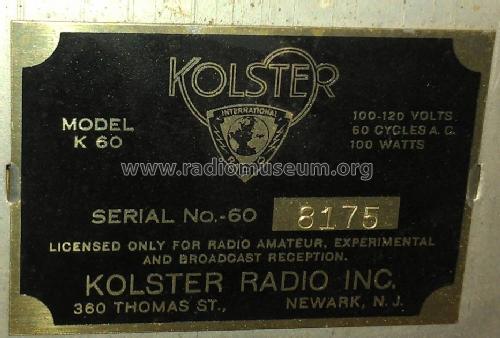 K-60 ; Kolster; USA (ID = 1575463) Radio