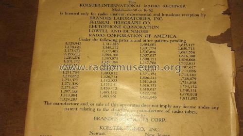 K-60 ; Kolster; USA (ID = 1575464) Radio