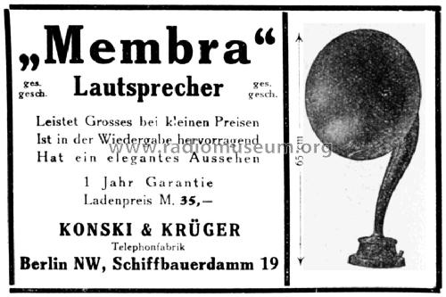 Membra Lautsprecher ; Konski & Krüger, (ID = 1308002) Speaker-P