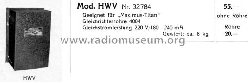 Erreger-Gleichrichter HWV ; Körting-Radio; (ID = 1341014) Power-S