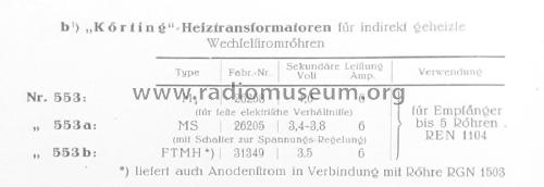 Heiztransformator M4, Nr. 26208; Körting-Radio; (ID = 3031127) Radio part