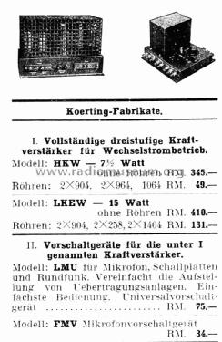 Kraftverstärker HKW7,5; Körting-Radio; (ID = 2676806) Ampl/Mixer