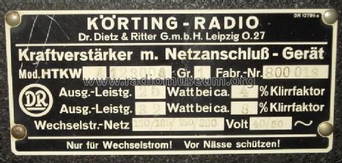 Kraftverstärker HTKW A123004; Körting-Radio; (ID = 113897) Ampl/Mixer