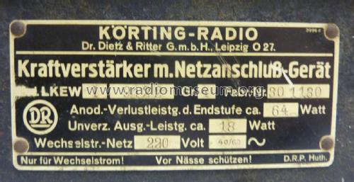 Kraftverstärker mit Netzanschluß-Gerät LKEW18; Körting-Radio; (ID = 1928611) Ampl/Mixer