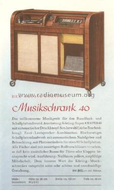 Musikschrank 40; Körting-Radio; (ID = 1666190) Radio