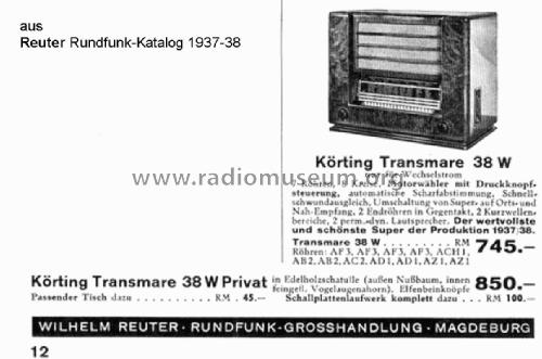 Transmare 38 SB7440W; Körting-Radio; (ID = 2681930) Radio