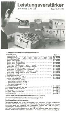 KOSMOtronik Hobby-Set: Leistungsverstärker HSL / 64 5111; Kosmos, Franckh´sche (ID = 2399250) Kit