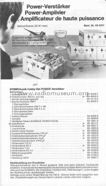 KOSMOtronik Hobby-Set: Power-Verstärker HSPV / 64 6211; Kosmos, Franckh´sche (ID = 2399381) Kit