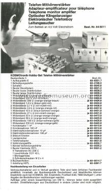 KOSMOtronik Hobby-Set: Telefon-Mithörverstärker HSTl / 64 5011; Kosmos, Franckh´sche (ID = 2399242) Kit