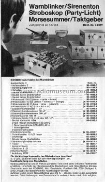 KOSMOtronik Hobby-Set: Warnblinker HSW / 64 6111; Kosmos, Franckh´sche (ID = 2399378) Kit