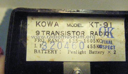 9 Transistor KT-91; Kowa Company Ltd.; (ID = 1388873) Radio