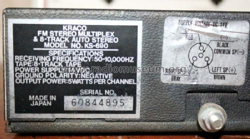 FM Stereo Multiplex & 8-Track Auto-Stereo KS-690; Kraco Enterprises (ID = 1182544) Car Radio