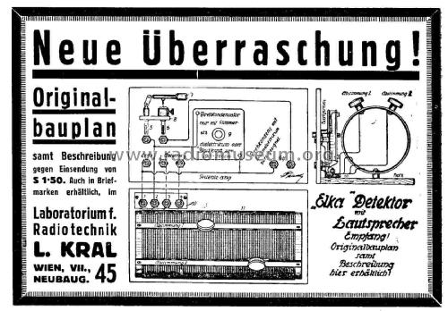 Detektor mit Lautsprecherempfang Elka; Kral, L., (ID = 1764837) Kit