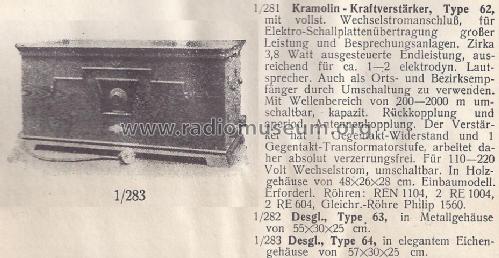 Kraftverstärker KV64; Kramolin; München (ID = 1477449) Radio