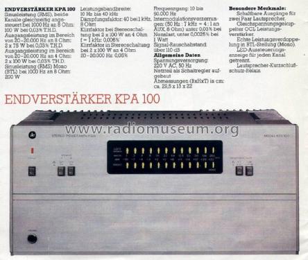 Stereo Power Amplifier KPA100; Kraus System (ID = 1751472) Ampl/Mixer