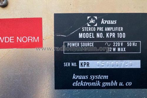 Stereo Preamplifier KPR100; Kraus System (ID = 3019719) Ampl/Mixer