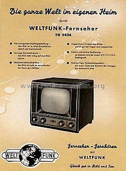 Weltfunk TD5436 88-00-3601; Krefft AG, W.; (ID = 569657) Television