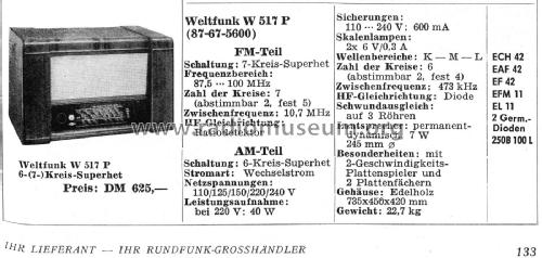 Weltfunk W517P 87-67-5600; Krefft AG, W.; (ID = 1754227) Radio