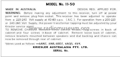 Twin-Fi 11-50; Kriesler Radio (ID = 2885466) Radio