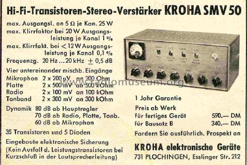 Transistor-Stereo-Verstärker SMV-50; Kroha, elektronische (ID = 1035174) Ampl/Mixer