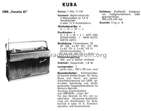 Venetia 65; Kuba Kuba-Imperial, (ID = 3092587) Radio