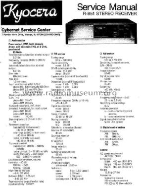 R-851; Kyocera Corporation (ID = 1673811) Radio