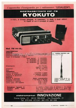 Transceiver VHF-FM FM 144-10La; Kyokuto Denshi Co. (ID = 2807061) Amat TRX