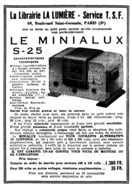 Minialux S-25; La Lumière; Paris (ID = 2701718) Radio