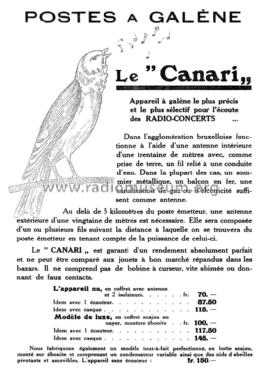 Le Canari - Poste à Galène ; La Radiophonie Belge (ID = 2209486) Crystal