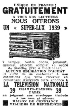 Super Lux 1939; La Télévision, La (ID = 2132030) Radio