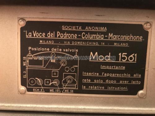 Marconi 1561 Ch= 611; La Voce del Padrone; (ID = 2614715) Radio