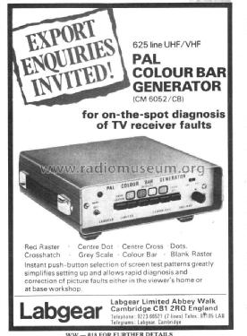 UHF/VHF PAL Colour Bar Generator CM 6052 / CB; Labgear Ltd.; (ID = 2077826) Ausrüstung