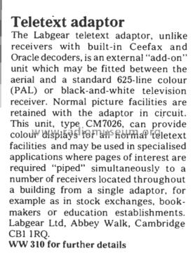 Teletex Decoder CM7026; Labgear Ltd.; (ID = 2997233) Computer & SPmodules