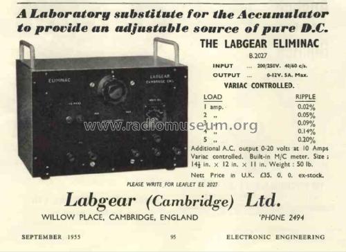 The Labgear Eliminac B 2027; Labgear Ltd.; (ID = 3018946) Power-S