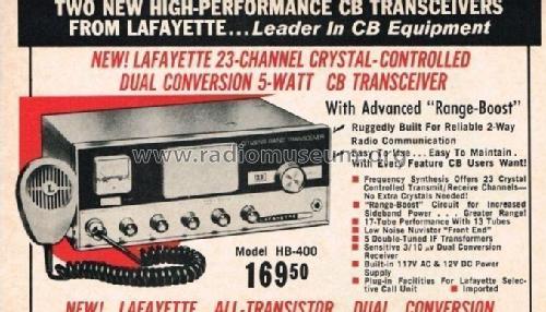 CB Transceiver HB-400; Lafayette Radio & TV (ID = 2986144) Citizen