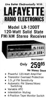 Solid State Receiver LR-1200 ; Lafayette Radio & TV (ID = 1808271) Radio