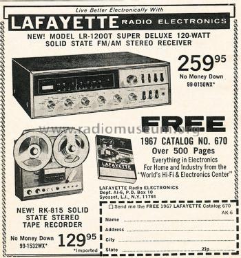 Solid State Receiver LR-1200 ; Lafayette Radio & TV (ID = 1808272) Radio