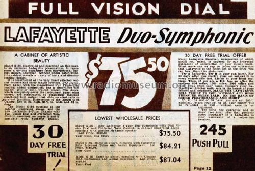 G-86 Duo Symphonic Ch= G; Lafayette Radio & TV (ID = 681478) Radio