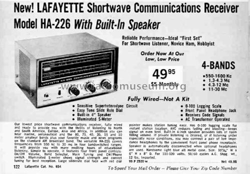 Communications Receiver HA-226; Lafayette Radio & TV (ID = 2726837) Radio