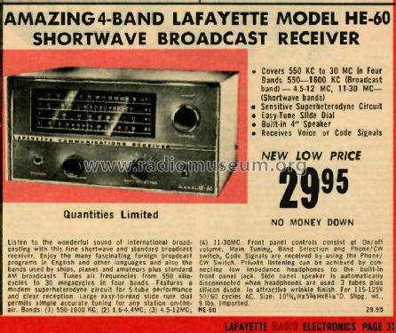 Communications Receiver HE-60; Lafayette Radio & TV (ID = 2657460) Amateur-R