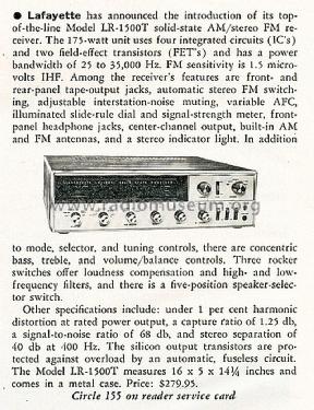 Solid State Receiver LR-1500T; Lafayette Radio & TV (ID = 2811253) Radio