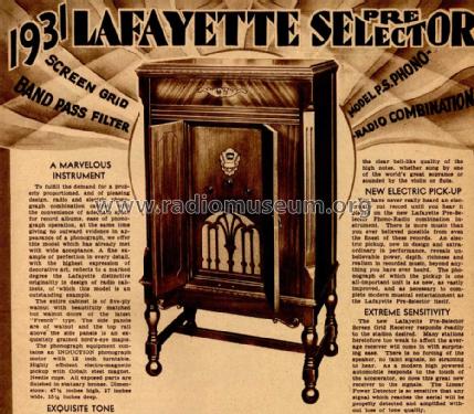 Pre-Selector Phono Radio ; Lafayette Radio & TV (ID = 681143) Radio