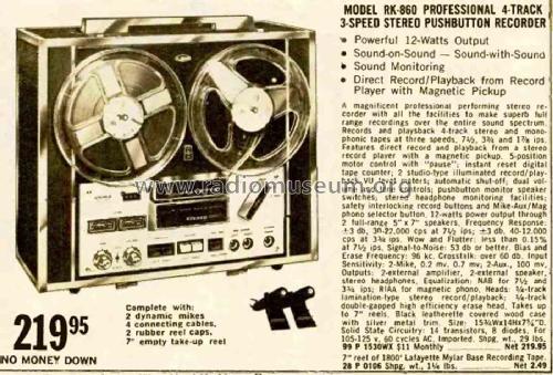 Lafayette Model RK-120 Open Reel Tape Recorder - SAMS Photofact ™ 1962 -  New NOS 