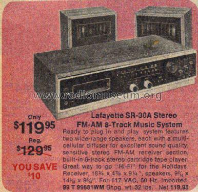 Stereo AM/FM & 8 track SR-30A; Lafayette Radio & TV (ID = 962205) Radio