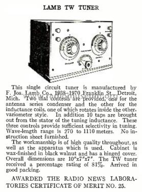 Lamb TW Tuner ; Lamb, F. Jos. ; (ID = 2037274) mod-pre26