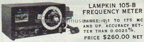 Frequency Meter 105-B; Lampkin Laboratories (ID = 2056943) Equipment