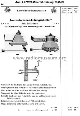 Wasserdichter Antennenschalter 990; Lanco, Langlotz & Co (ID = 2363709) Divers