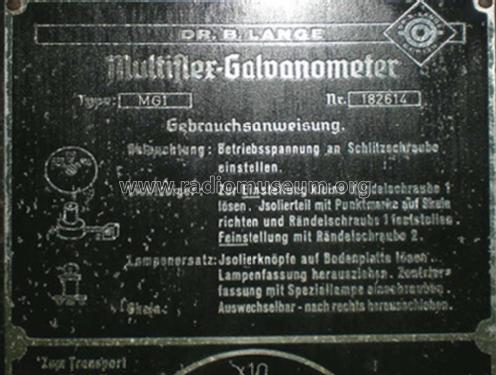 Multiflex-Galvanometer MG1; Lange, Dr. Bruno (ID = 1432676) Equipment