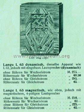 L 63 D dyn.Lautspr., Gleichstrom; Lange GmbH, Johannes (ID = 1832682) Radio