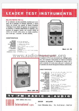 Millivoltmetro per CA - AC Millivolt Meter LMV - 85; Larir, Laboratori (ID = 3074429) Equipment